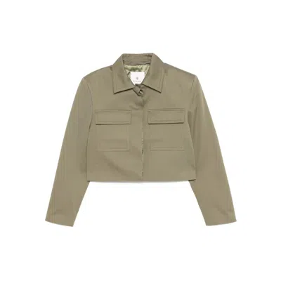 Anine Bing Dayton Cropped Cotton-twill Jacket In Green