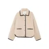 Anine Bing Piped Camden Teddy Jacket In Neutral