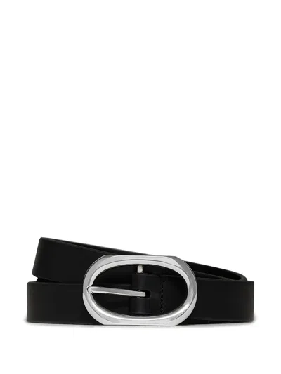 Anine Bing Oval-buckle Leather Belt In Black