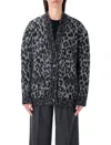 Anine Bing Oversized Alpaca Blend Leopard Cardigan In Black