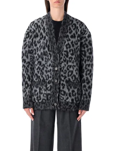 ANINE BING ANINE BING OVERSIZED ALPACA BLEND LEOPARD CARDIGAN