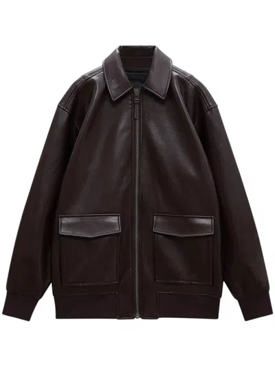 ANINE BING OVERSIZED BROWN LEATHER-LIKE KELANIE JACKET