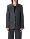 Anine Bing Oversized Dark Grey Wool Blazer In Gray