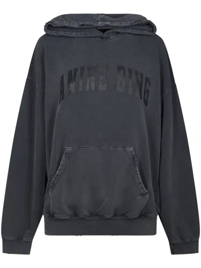 Anine Bing Oversized Grey Sweatshirt With Bold Branding And Relaxed Fit In Gray