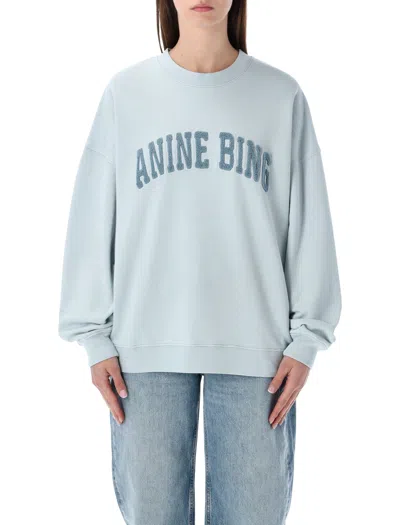 Anine Bing Women Light Blue Crewneck Embroidery Logo Sweatshirt, Xs Luxury Sweatshirts & Hoodies For Women Darv