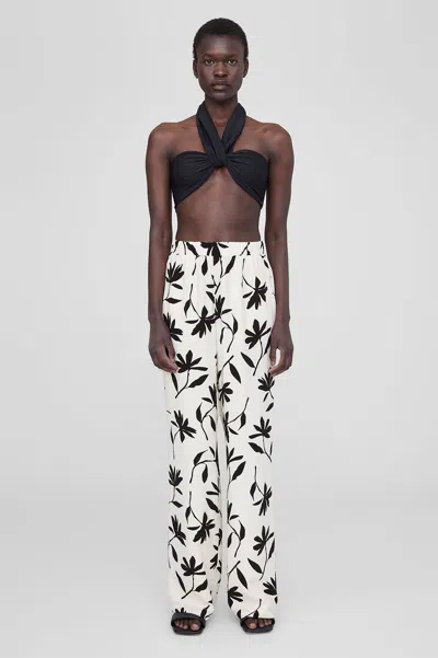Anine Bing Owen Pant - Ivory Daisy Print S