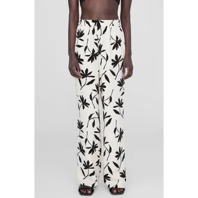 Anine Bing Owen Print Wide Leg Pants In Ivory Daisy Print