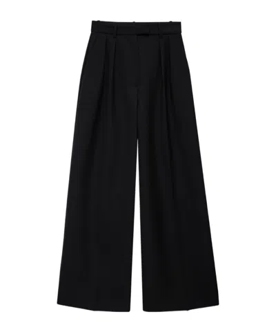 Anine Bing Lou Pleated Wide-leg Trousers In Black