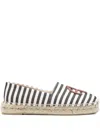 Anine Bing Paloma Striped Logo Espadrilles In Black