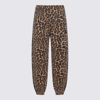 Anine Bing Animal Print Trousers Cuffed Hem In Brown