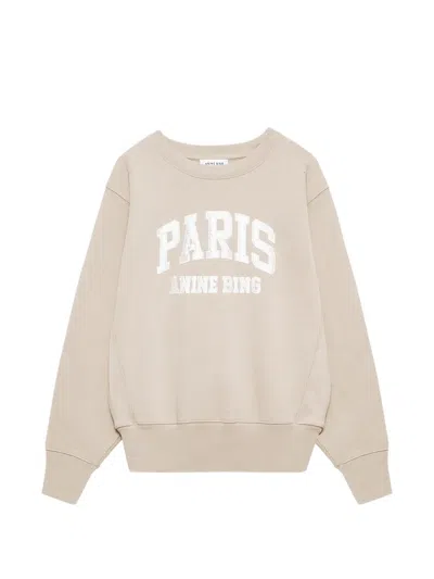 Anine Bing Paris Graphic Print Sweatshirt In Neutral