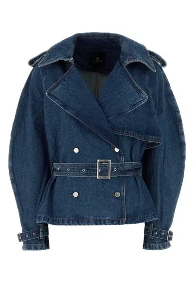 Anine Bing Pascale Belted Denim Jacket In Blue
