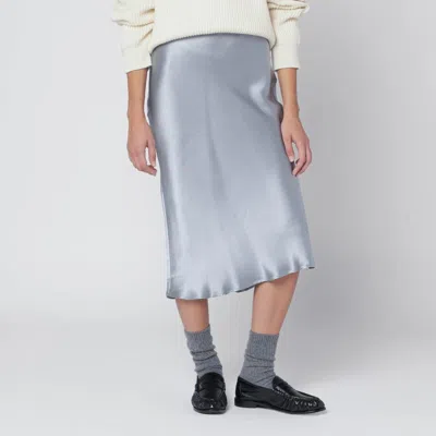 Anine Bing Pastel Blue Silk Midi Skirt In Black