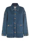 Anine Bing Luna Denim Jacket With Collared Neck In Blue