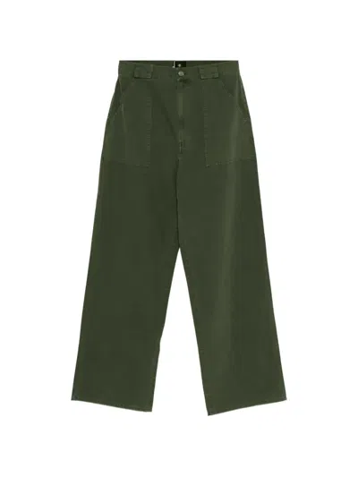 Anine Bing Patch-pocket Cotton Trousers In Green