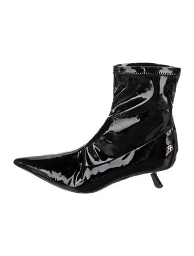 Pre-owned Anine Bing Patent Leather Boots In Black