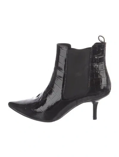 Pre-owned Anine Bing Patent Leather Chelsea Boots In Black