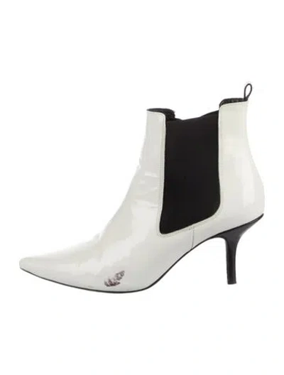 Pre-owned Anine Bing Patent Leather Chelsea Boots In White