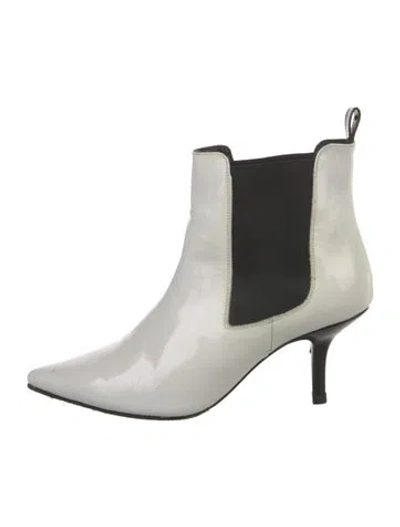 Pre-owned Anine Bing Patent Leather Chelsea Boots In White