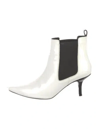 Pre-owned Anine Bing Patent Leather Chelsea Boots In White