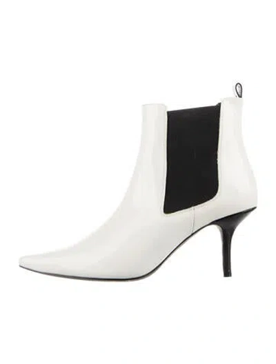Pre-owned Anine Bing Patent Leather Chelsea Boots In White