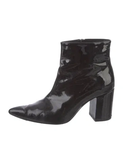 Pre-owned Anine Bing Patent Leather Colorblock Pattern Boots In Black