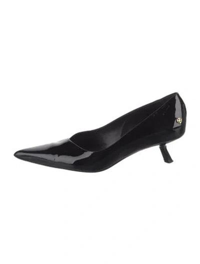 Pre-owned Anine Bing Patent Leather Flats In Black