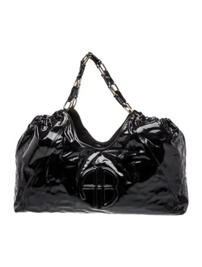 Pre-owned Anine Bing Patent Leather Hobo In Black