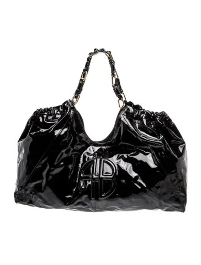Pre-owned Anine Bing Patent Leather Hobo In Black