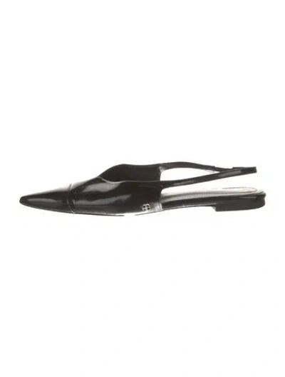 Pre-owned Anine Bing Patent Leather Slingback Flats In Black
