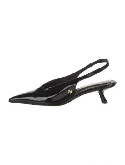 Pre-owned Anine Bing Patent Leather Slingback Pumps In Black