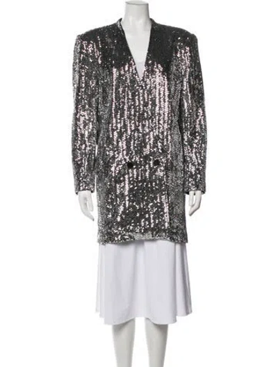 Pre-owned Anine Bing Patterned Coat In Grey/metallic