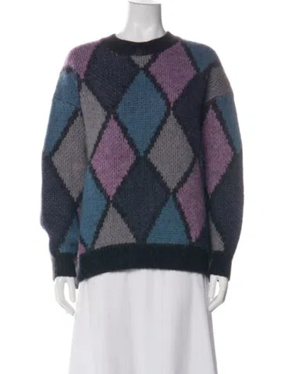 Pre-owned Anine Bing Patterned Crew Neck Sweater In Green