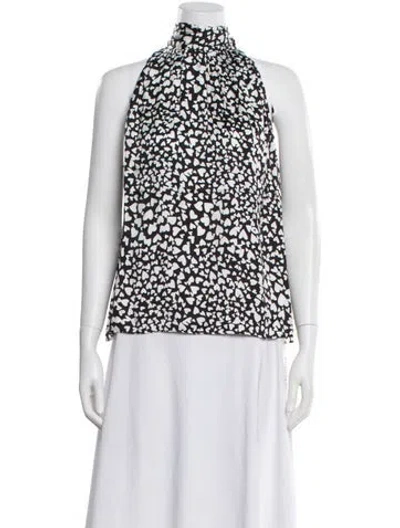 Pre-owned Anine Bing Patterned Halterneck Top W/ Tags In Black