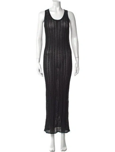 Pre-owned Anine Bing Patterned Long Dress In Black