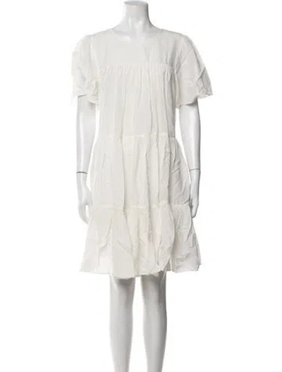 Pre-owned Anine Bing Patterned Mini Dress In White