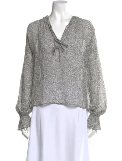 Pre-owned Anine Bing Patterned V-neck Blouse In Black