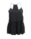 Anine Bing Peplum Hem Camisole Top In Black Silk In Black