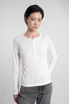Anine Bing Pia Pointelle-knit Henley Top In White