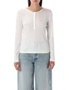 Anine Bing Pia Pointelle-knit Henley Top In White