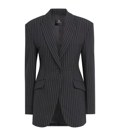 Anine Bing Pinstripe Elga Blazer In Gray