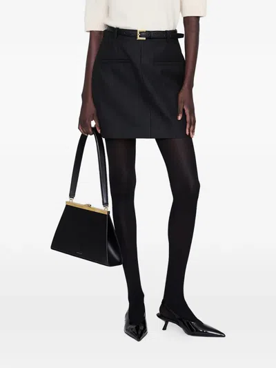 Anine Bing Pinstripe Mini Skirt In Black