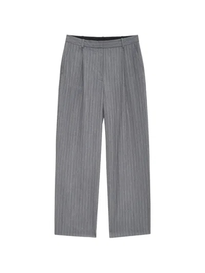 Anine Bing Pinstripe-pattern Trousers In Gray