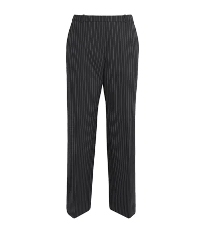 Anine Bing Pinstripe Wide-leg Thomas Trousers In Black