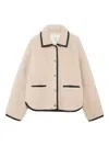 Anine Bing Piped Camden Teddy Jacket In Neutral