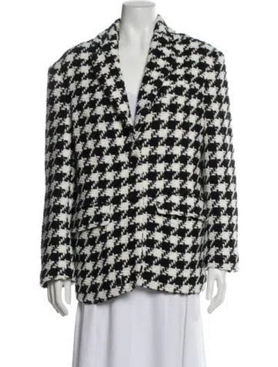 Pre-owned Anine Bing Plaid Print Blazer In Black