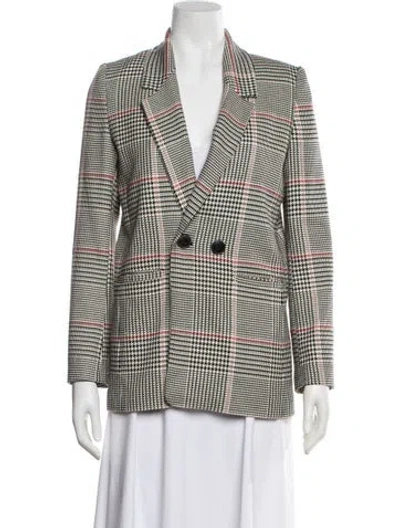 Pre-owned Anine Bing Plaid Print Blazer In Black