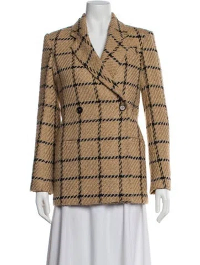 Pre-owned Anine Bing Plaid Print Blazer In Brown