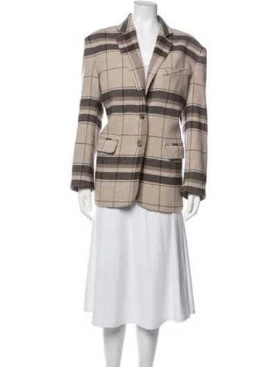 Pre-owned Anine Bing Plaid Print Blazer In Brown