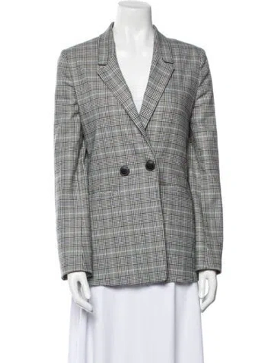 Pre-owned Anine Bing Plaid Print Blazer In Gray